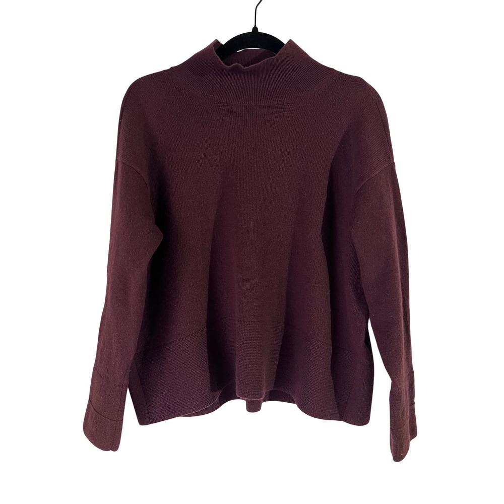 Everlane Women Burgundy 100% Cashmere Mock Neck Boxy Pullover Sweater Large
